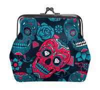 Petit Porte-Monnaie à Boucle Jour du Jour Sugar Skull Rose Pouch Kiss-Lock Fermoir Change Purse Wallets