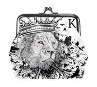Petit Porte-Monnaie à Boucle Lion King Animal Pouch Kiss-Lock Clasp Change Purse Wallets