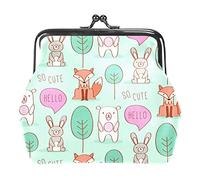 Petit Porte-Monnaie à Boucle So Cute Pig and Fox Pouch Kiss-Lock Clasp Change Purse Wallets