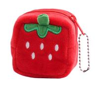 Petit porte-monnaie à fermeture éclair en forme de fruit pour adolescent, porte-monnaie, petite pochette pour écouteurs, cristal super doux, fraise, Beauté de masse
