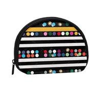 Petit porte-monnaie à paillettes arc-en-ciel à pois noirs et blancs avec imprimé à rayures noires et blanches - Mini porte-monnaie - Poche à monnaie pour un usage quotidien et cadeaux, Noir , Taille