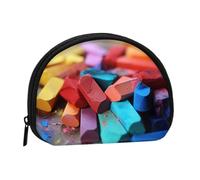 Petit porte-monnaie à presser avec fermeture éclair colorée à la craie imprimée, noir, taille unique, imprimé, Noir , Taille unique, Imprimé