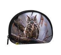 Petit porte-monnaie à presser avec fermeture éclair Motif hibou sur une branche Noir Taille unique Imprimé, Noir , Taille unique, Imprimé