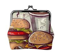 Petit porte-monnaie amusant en cuir synthétique avec serrure à baiser, porte-monnaie vintage pour hamburgers et tasses, porte-monnaie pour voyage, fête
