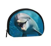 Petit porte-monnaie avec imprimé dauphin heureux - Mini porte-monnaie - Poche à monnaie pour un usage quotidien et cadeaux, Noir , Taille unique, Pochette à monnaie