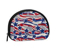 Petit porte-monnaie avec imprimé étoiles patriotiques et bandes de jour de l'indépendance pour un usage quotidien et cadeaux, Noir , Taille unique, Pochette à monnaie