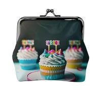 Petit porte-monnaie avec imprimé gâteaux d'anniversaire pour homme et femme, noir, One Size, Vintage