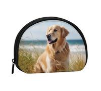 Petit porte-monnaie avec imprimé Golden Retriever sur la plage - Pour un usage quotidien et des cadeaux, Noir , Taille unique, Pochette à monnaie