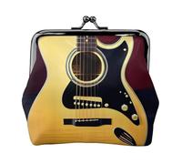 Petit porte-monnaie avec imprimé guitare pour homme et femme, noir, One Size, Vintage