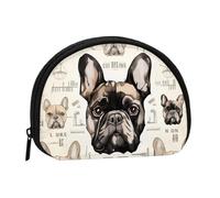 Petit porte-monnaie avec imprimé « I Love French Bulldog » - Pour un usage quotidien et des cadeaux, Noir , Taille unique, Pochette à monnaie