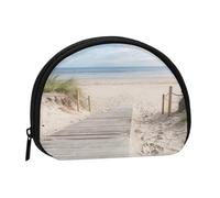 Petit porte-monnaie, beau porte-monnaie imprimé bouteille avec fermeture éclair, mini pochette légère pour pièces de monnaie, clés, écouteurs, transport quotidien, Paysage de plage., One Size