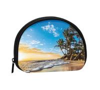 Petit porte-monnaie, beau porte-monnaie imprimé bouteille avec fermeture éclair, mini pochette légère pour pièces de monnaie, clés, écouteurs, transport quotidien, Paysage de coucher de soleil, One