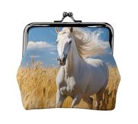 Petit porte-monnaie blanc imprimé étalon 1 avec verrou pour femme