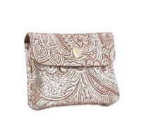 Petit Porte-Monnaie Cartes Femme Cuir Suédé Irisé - Petit Portefeuille Compact Motif Cachemire - Chic Tendance - Camel