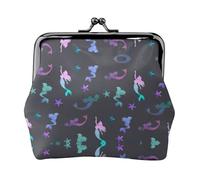 Petit porte-monnaie coloré avec impression sirène - Portefeuille de voyage léger pour les visites touristiques et les courses, Noir , Taille unique, Pochette à monnaie