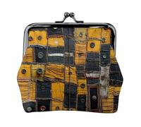 Petit porte-monnaie élégant en cuir avec impression collage coloré pour femme