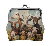 Petit porte-monnaie élégant en cuir avec imprimé animal de la ferme pour femme