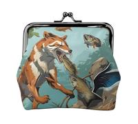 Petit porte-monnaie élégant en cuir avec imprimé poissons sauvages chasseurs 03 pour femme