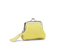 Petit porte-monnaie en cuir avec baiser pour fille, joli porte-monnaie en cuir avec baiser, jaune, Beauté de masse
