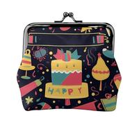 Petit porte-monnaie en cuir avec inscription « Happy Birthday Images » pour femme, porte-monnaie mignon, porte-monnaie, porte-monnaie porte-monnaie porte-monnaie, porte-clé