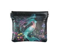 Petit porte-monnaie en cuir avec motif de tarot en forme d'ange pour filles et femmes, Paysage de nuit floral sirène, 1 size, Moderne