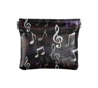 Petit porte-monnaie en cuir avec motifs musicaux noirs pour femmes, garçons et filles