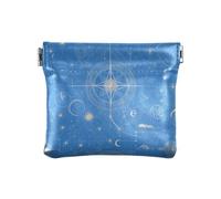 Petit porte-monnaie en cuir bleu avec motif religion de dessin animé, lune et étoile pour femme, dessin animé religion lune étoile bleu, 1 size, Moderne