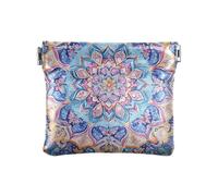 Petit porte-monnaie en cuir bohème bohème vintage style mandala fleur pour femmes organisateur d'articles personnels pratique, Motif floral vif - Mandala centré - comme un foulard en soie, 1 size