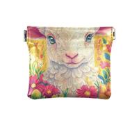 Petit porte-monnaie en cuir d'agneau de Pâques pour femme et fille