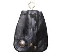 Petit porte-monnaie en cuir de vache | Petit porte-monnaie en cuir, sac de rangement rétro en cuir, étui pour clés de voiture en cuir, cordon de serrage fait à la main pour femme, Noir , Reportez-vous
