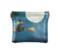 Petit porte-monnaie en cuir étanche avec dragon, motif grotte au trésor pour femmes et filles, Moonlit Witch Flight Bleu, 1 size, Moderne
