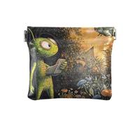 Petit porte-monnaie en cuir étanche avec dragon, motif grotte au trésor pour femmes et filles, Terre extraterrestre arrière-cour, 1 size, Moderne