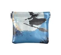 Petit porte-monnaie en cuir étanche avec dragon, motif grotte au trésor pour femmes et filles, Vol de sorcière au clair de lune, 1 size, Moderne