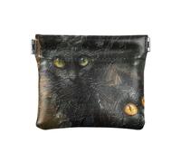 Petit porte-monnaie en cuir étanche pour femme et fille Motif chat noir, Chat noir, post-impressionnisme, 1 size