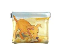 Petit porte-monnaie en cuir imperméable en forme de nuage turquoise avec poche pour pièces de monnaie pour homme et femme, Tas de sable jaune os de chien, 1 size, Moderne
