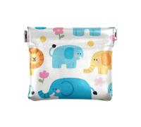 Petit porte-monnaie en cuir mignon avec motif éléphant et lion bleu pour femme avec porte-monnaie mignon pour hommes femmes voyage mujer para monedas