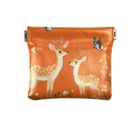 Petit porte-monnaie en cuir orange Sika de dessin animé Sika, sac à main, sac de maquillage pour femme, Dessin animé Sika cerf orange, 1 size, Impression artistique
