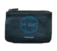 Petit Porte monnaie en cuir porte cles noir Top Secret personnalise avec prenom