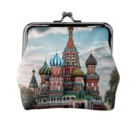 Petit porte-monnaie en cuir pour femme, motif carré rouge de la cathédrale Saint-Basile à Moscou
