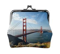Petit porte-monnaie en cuir synthétique avec fermoir imprimé pont du Golden Gate de San Francisco, Noir , Taille unique, Porte-monnaie