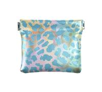 Petit porte-monnaie en cuir synthétique avec imprimé guépard bleu doré mystère pour femme
