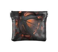 Petit porte-monnaie en cuir synthétique avec motif ballon de basket-ball, orange à presser avec clip à pression, mini portefeuille pour pièces de monnaie, cartes et essentiels, multicolore, Moderne