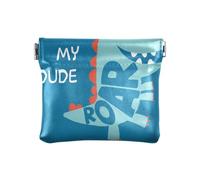 Petit porte-monnaie en cuir synthétique avec motif dinosaure mignon Hello Squeeze avec clip pour pièces de monnaie, cartes et essentiels, multicolore, Moderne