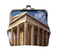 Petit porte-monnaie en cuir synthétique avec serrure à baiser, portefeuille vintage en forme de bâtiment d'histoire de la Grèce pour femme, mini poche à monnaie pour voyage, fête