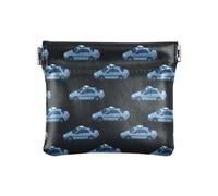 Petit porte-monnaie en cuir synthétique blanc d'échecs pour femmes, garçons et filles, Police Car Herd Black, 1 size, Moderne