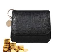 Petit porte-monnaie en cuir synthétique fait à la main pour cartes de crédit, billets pliés, Noir , Refer to description, Unisexe