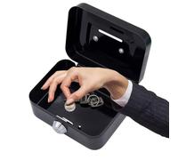 Petit porte-monnaie en métal avec serrure à clé, mini sécurité pour banque d'argent - solide, banque de monnaie en métal, portable pour les ventes quotidiennes