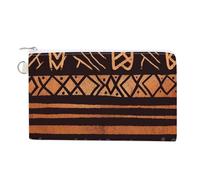 Petit porte-monnaie en toile couleur chocolat pour femme - Portefeuille fin avec fermeture éclair - Porte-clés mignon - Petite pochette à fermeture éclair, Chiffon de boue africain tribal, Taille