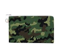 Petit porte-monnaie en toile couleur chocolat pour femme - Portefeuille fin avec fermeture éclair - Porte-clés mignon - Petite pochette à fermeture éclair, Motif militaire vert, Taille unique, Motif :