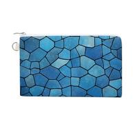 Petit porte-monnaie en toile couleur chocolat pour femme - Portefeuille fin avec fermeture éclair - Porte-clés mignon - Petite pochette à fermeture éclair, Motif carreaux bleus, Taille unique, Motif :